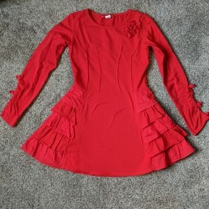onekid red ruffle dress, size 6x